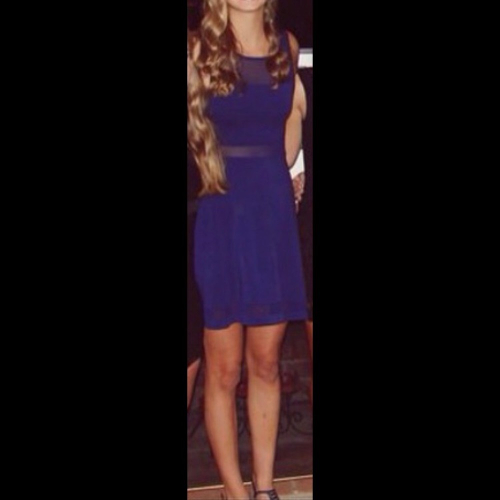 Navy Blue dress with sheer panels